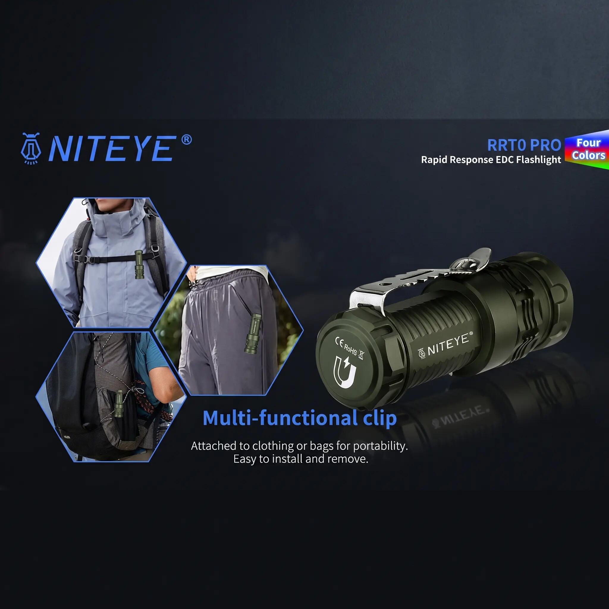RRT0 PRO LED Small EDC Flashlight 1680 Lumens Rechargeable torch 12/15