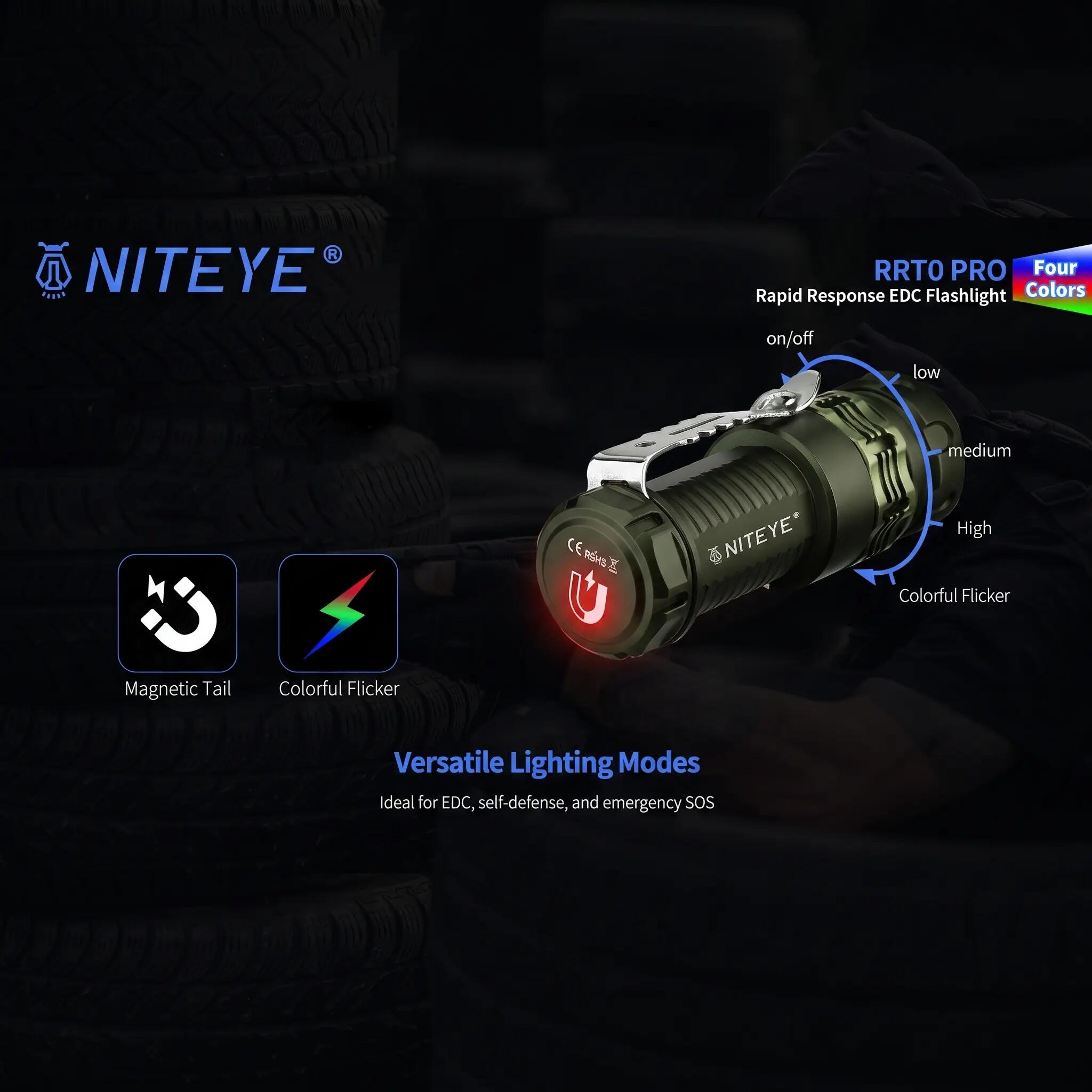 RRT0 PRO LED Small EDC Flashlight 1680 Lumens Rechargeable torch 11/15