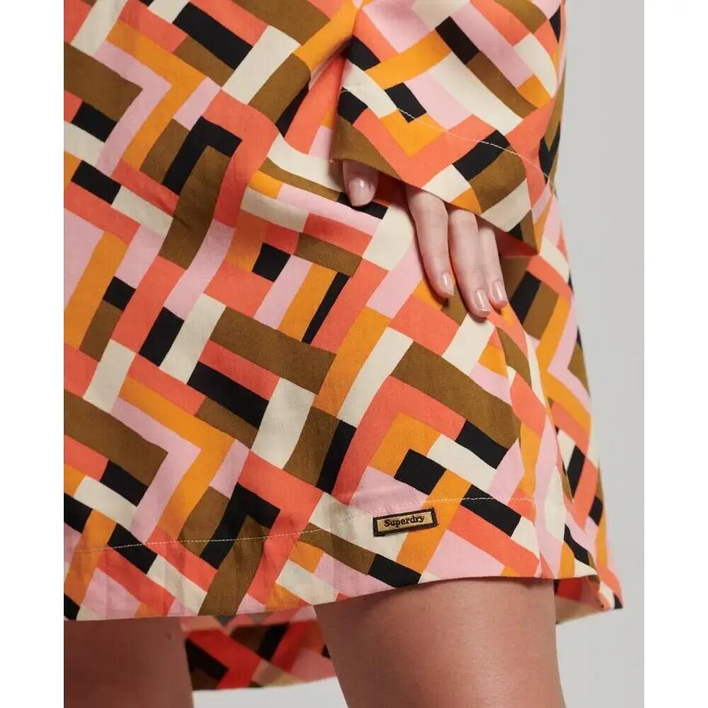 superdry Vestido mini estampado com costas abertas - Quilt Geo Orange 6/6