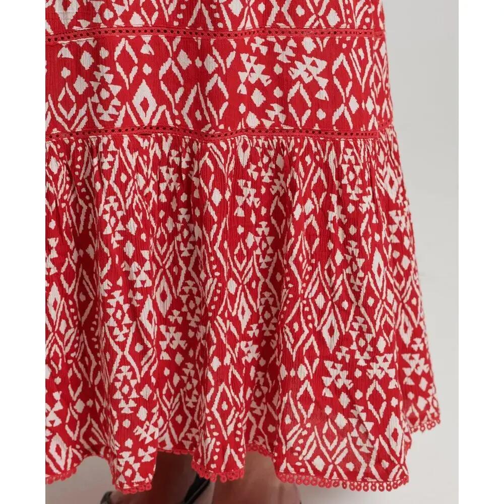 superdry Robe longue à bretelles en viscose - Boho Red 5/5
