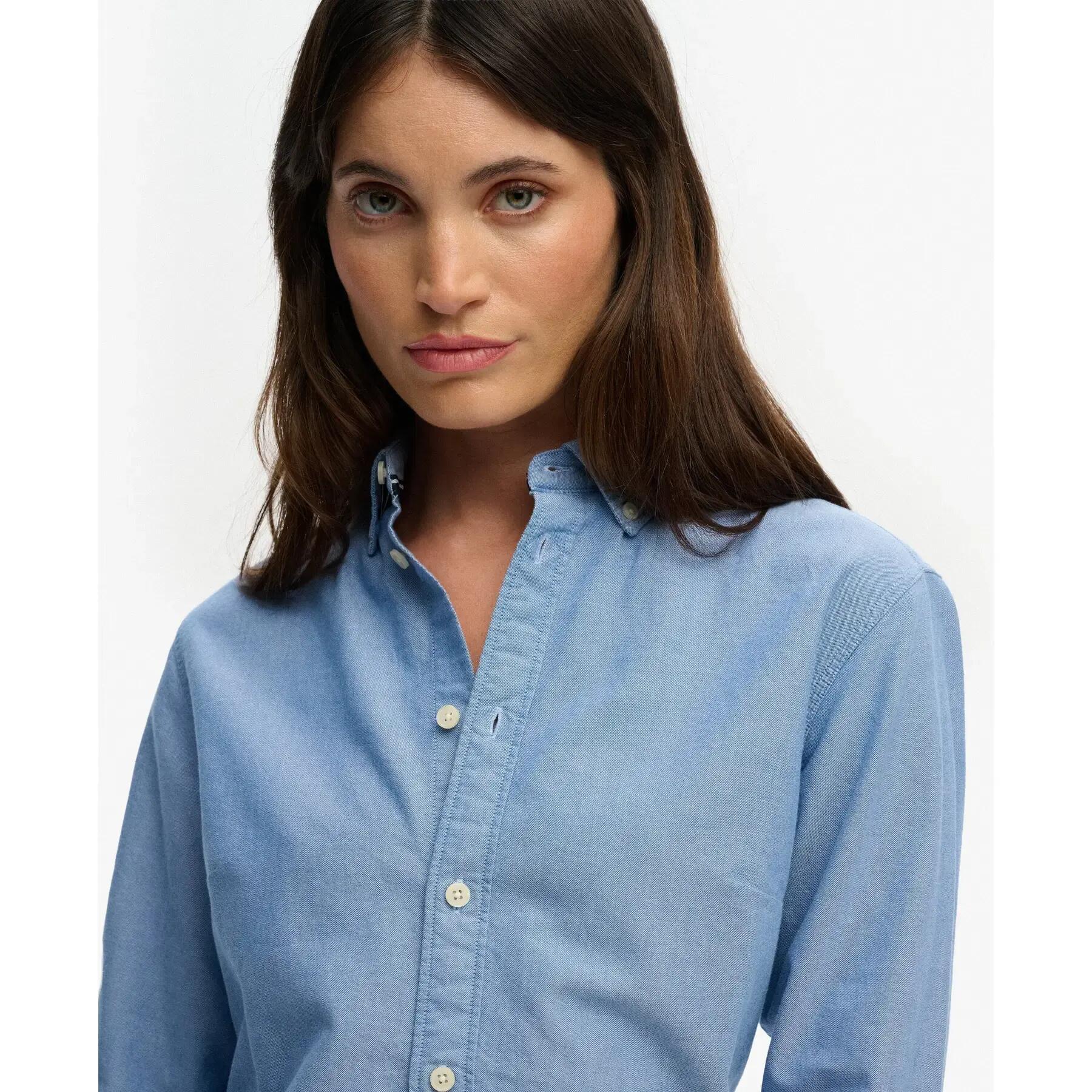 superdry Camicia Slim Oxford maniche lunghe in cotone – AZURE BLUE CHAMBRAY 6/7