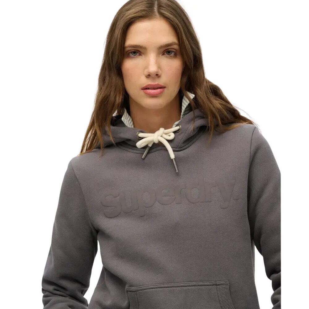 Felpa Donna Superdry Grigia con Logo Tonal 4/4