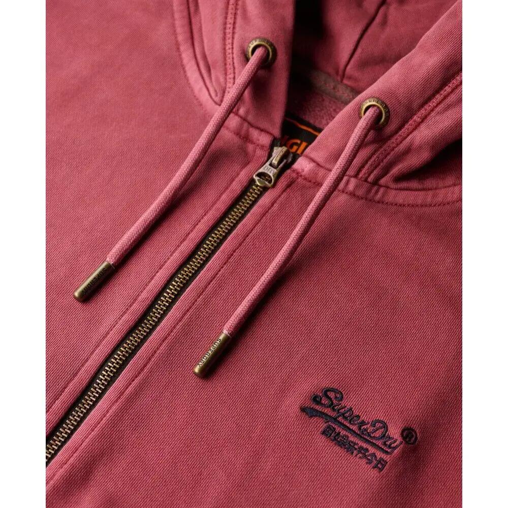 Felpa con Cappuccio Zip Uomo Superdry Essential Washed Bordeaux 6/6