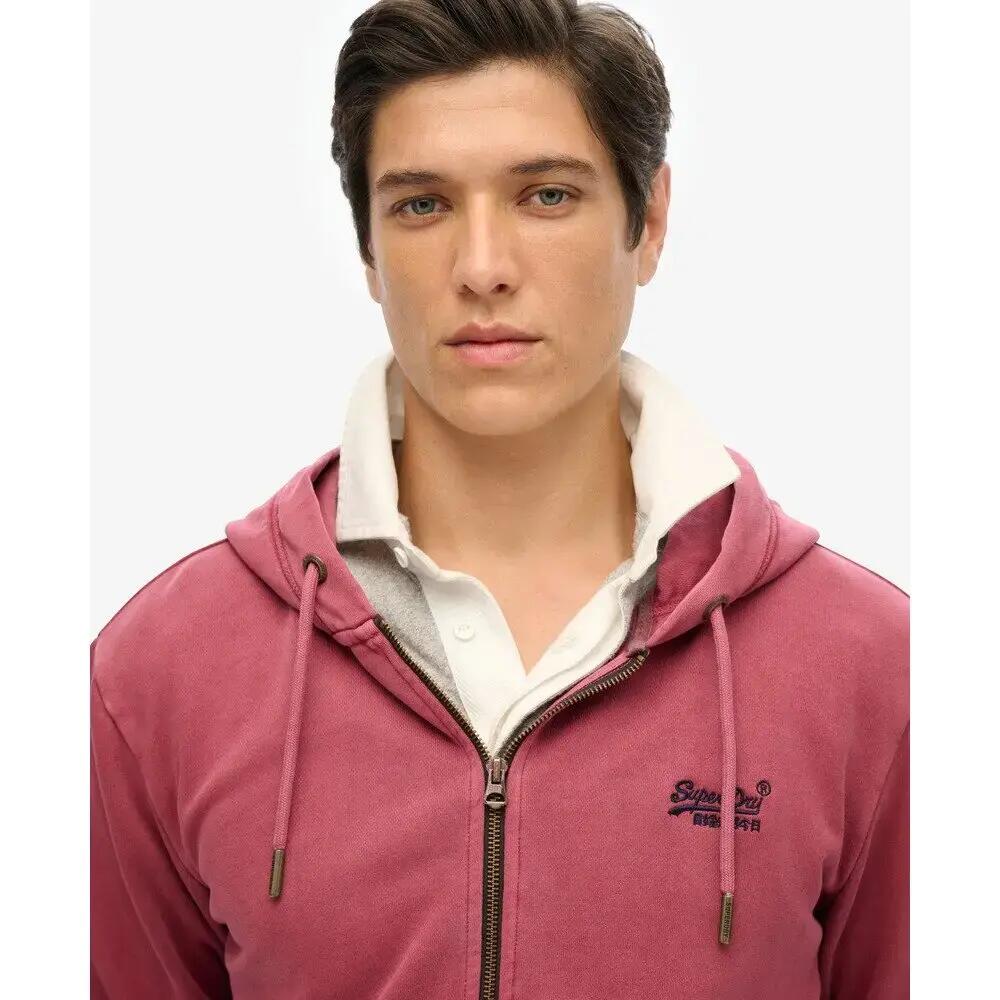 Felpa con Cappuccio Zip Uomo Superdry Essential Washed Bordeaux 5/6