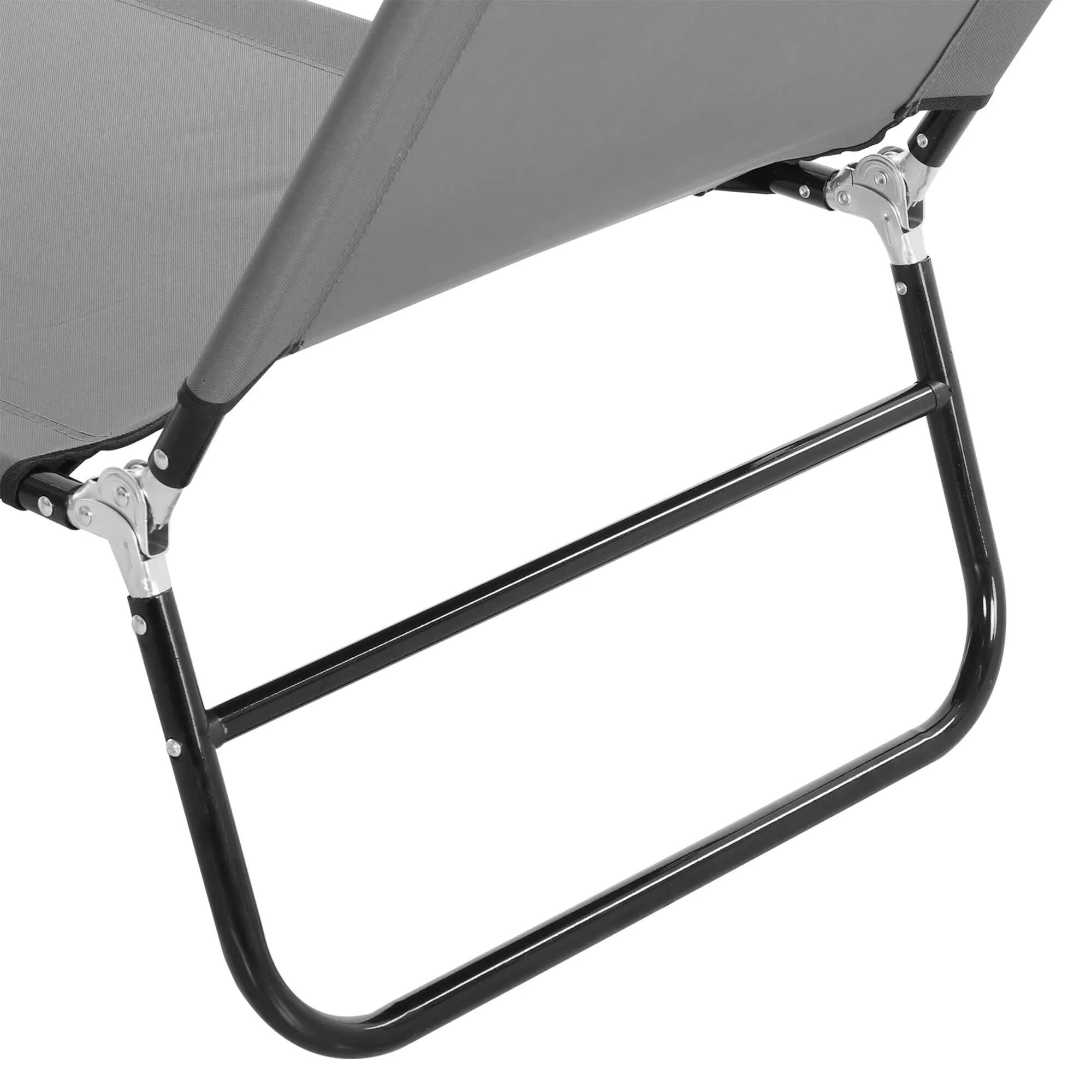 Espreguiçadeira de campismo Dobrável Reclinável de 3 Posições 190x56x28 cm Cinza 5/7