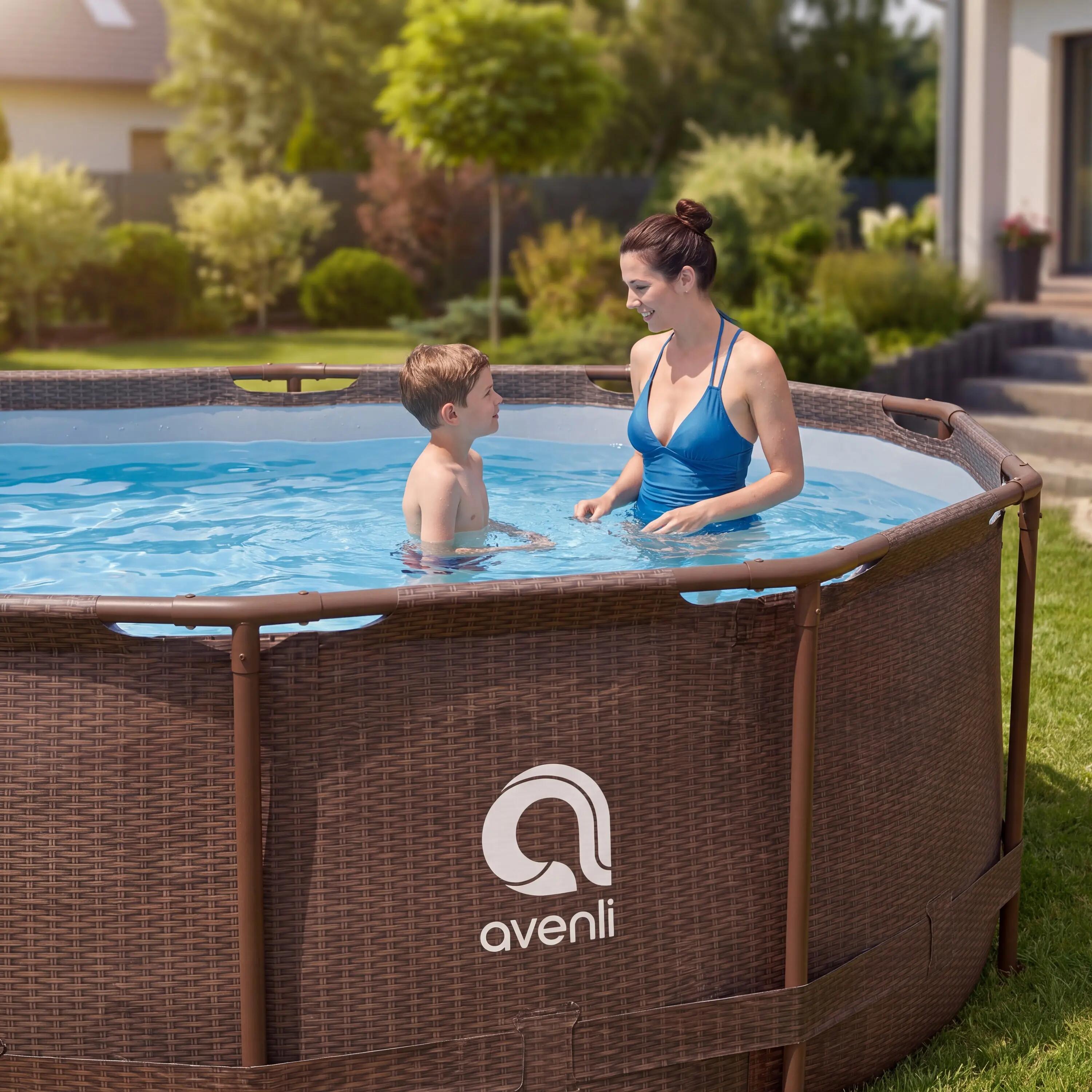 Frame Pool Ersatzpool 427x275x100cm braune Rattanoptik ohne Pumpe 8/14