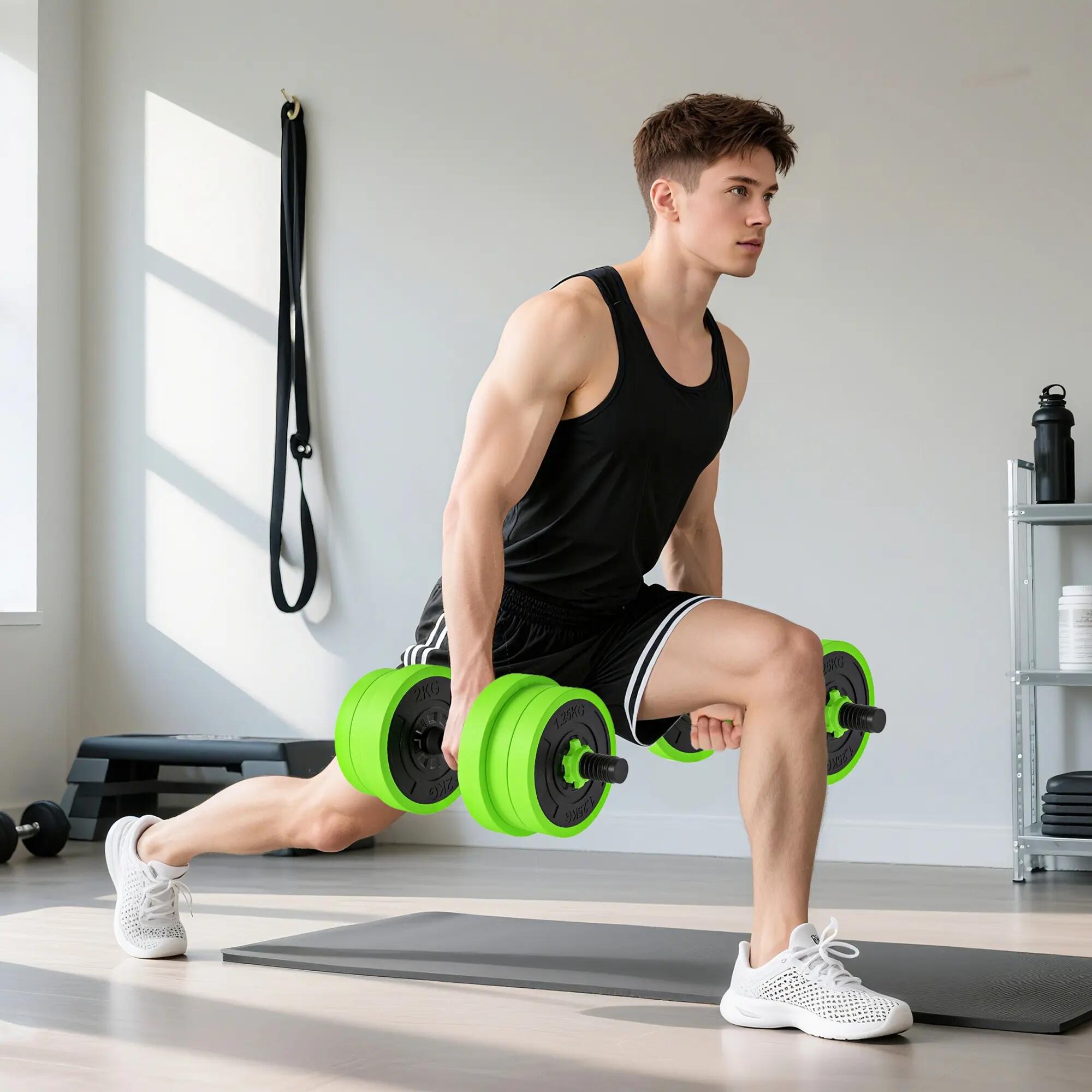 Conjunto de halteres 20kg 95x20x20 cm verde SPORTNOW 4/7