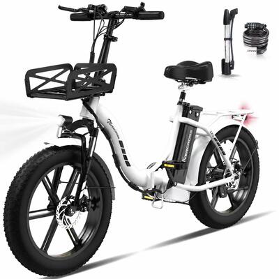 Opvouwbare elektrische fiets volwassenen fat tire 20*4.0 batterij 13ah - ek6 wit