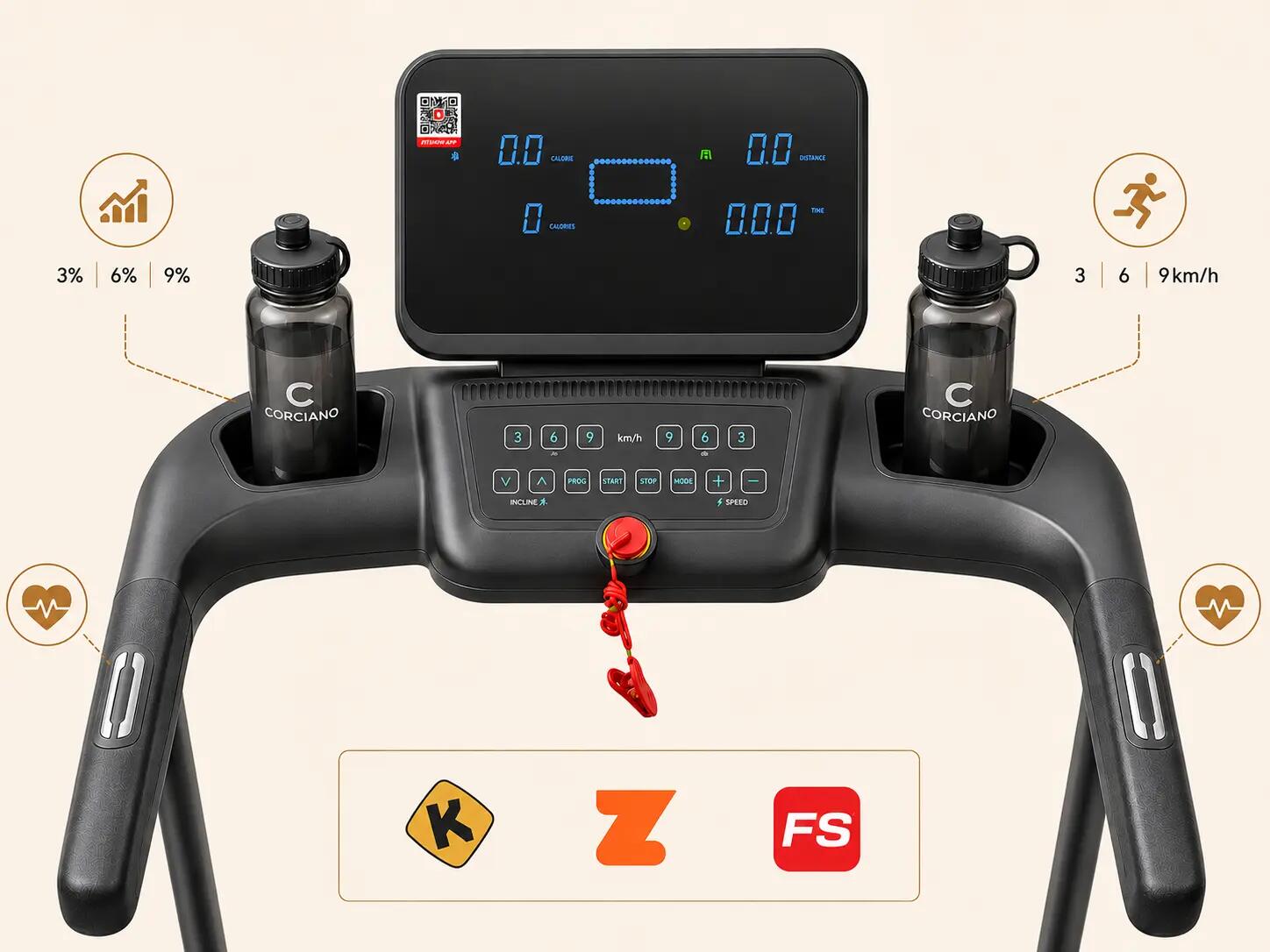 Bieżnia Elektryczna LONDYN  16km/h Corciano Auto wznos APLIKACJE  140kg MAX 5/7