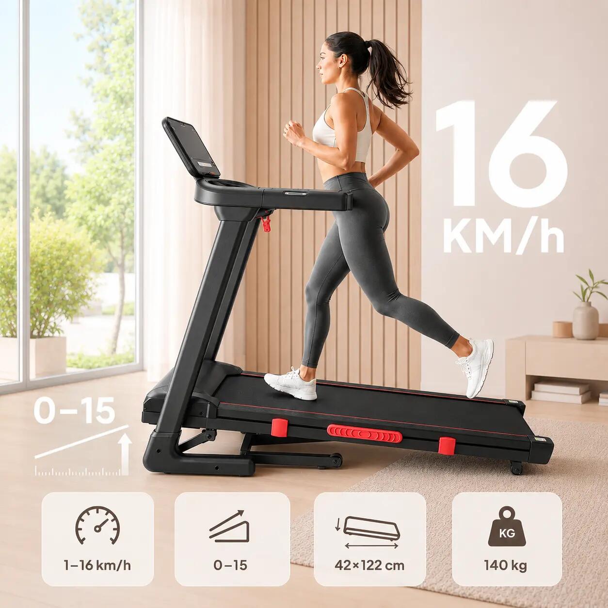 Bieżnia Elektryczna LONDYN  16km/h Corciano Auto wznos APLIKACJE  140kg MAX 2/7