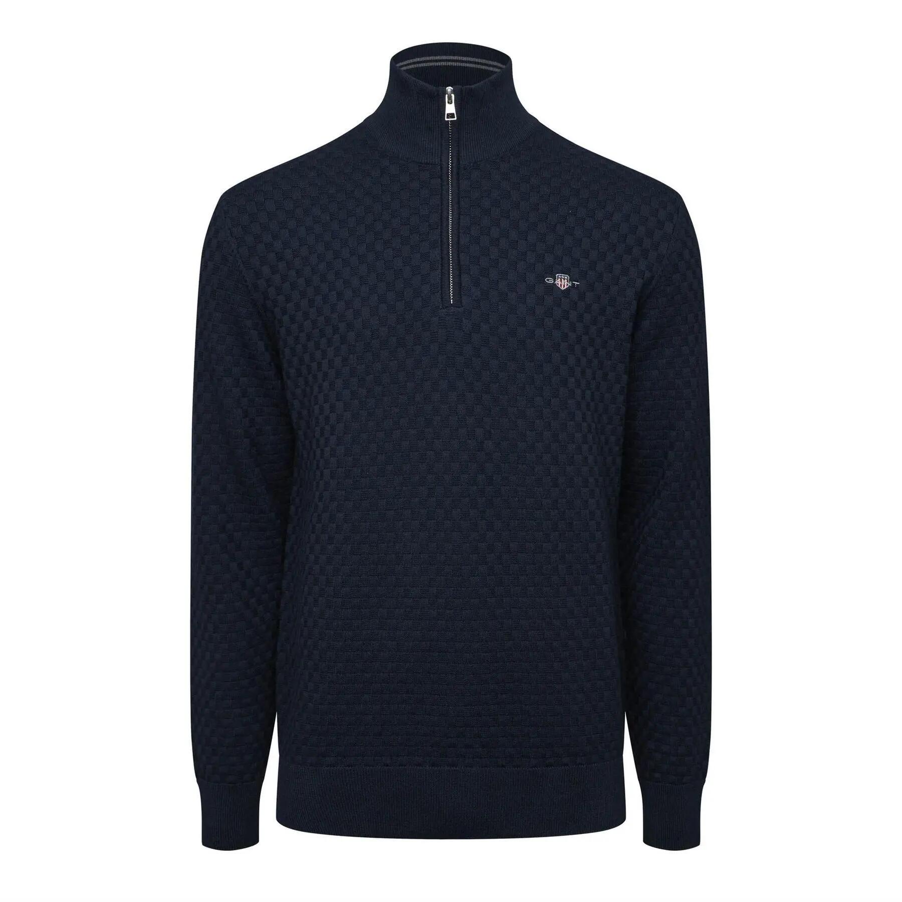 Gant Mens Checked Half Zip Sweatshirt