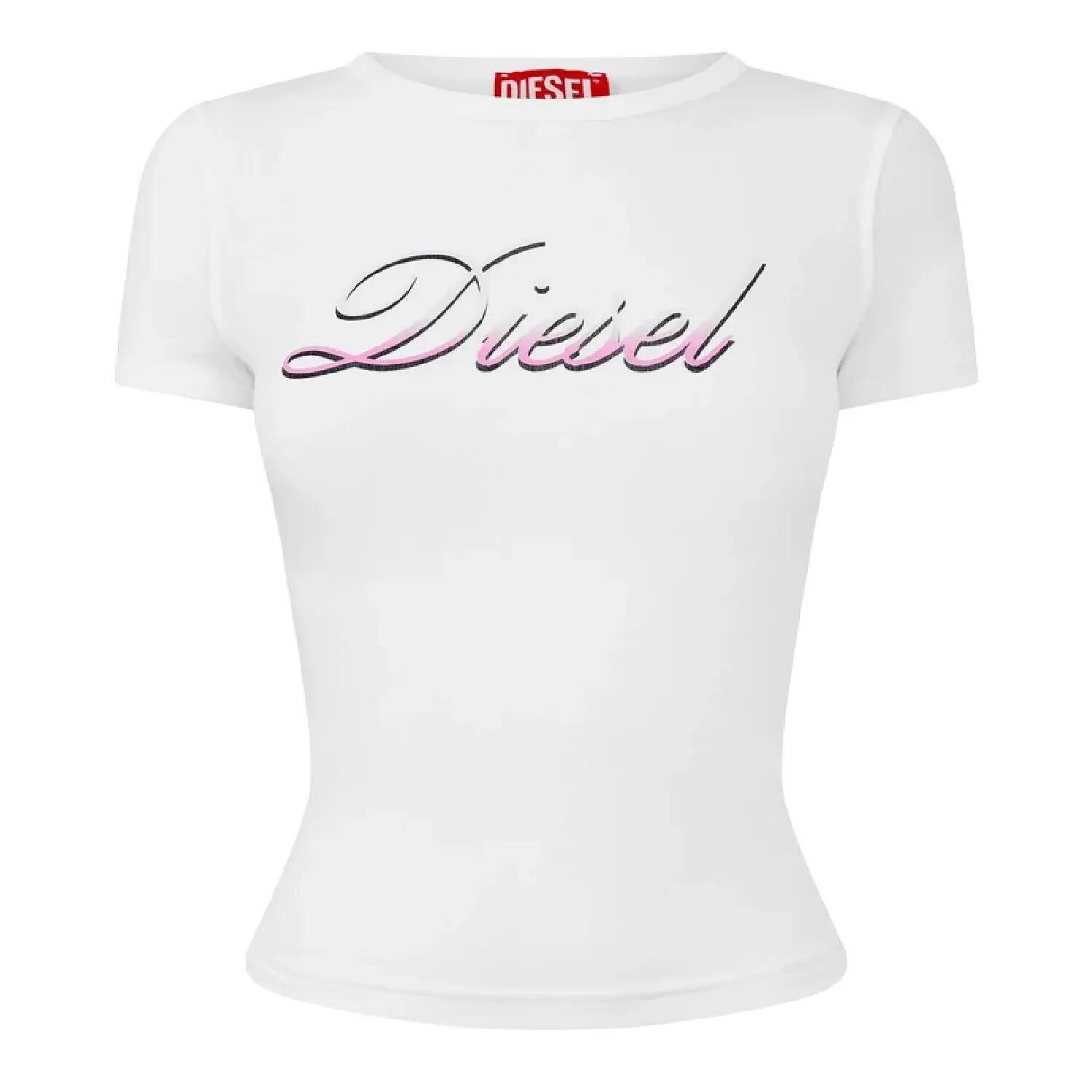 Diesel Womens/Ladies Gradient Logo Cropped Fitted T-Shirt