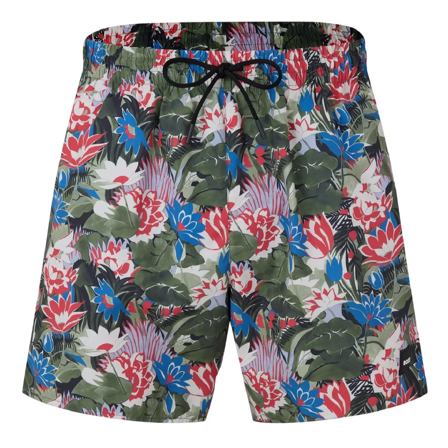 Boss Mens Piranha Tropical Floral Swim Shorts