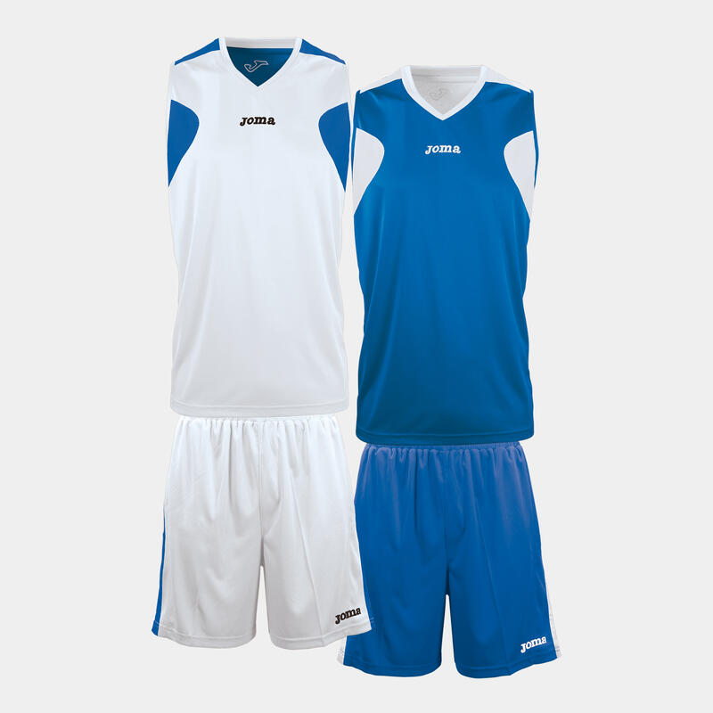 Conjunto basquetebol Homem Joma Reversible azul royal branco