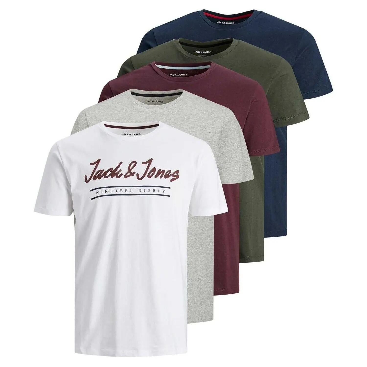 Jack And Jones Mens Corp Cotton T-Shirt (Pack of 5)
