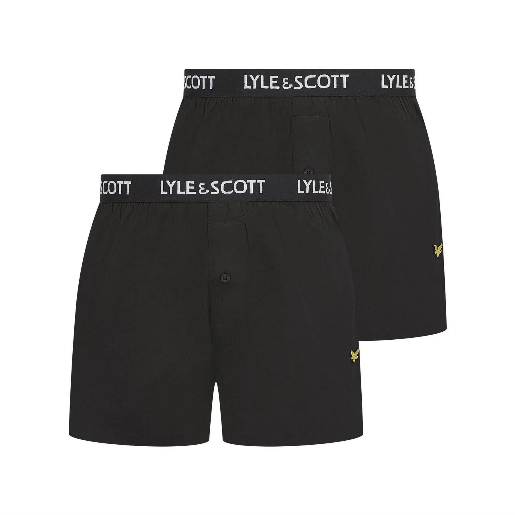Lyle & Scott Mens Golf Usher Logo Woven Boxer Shorts (Pack of 2)