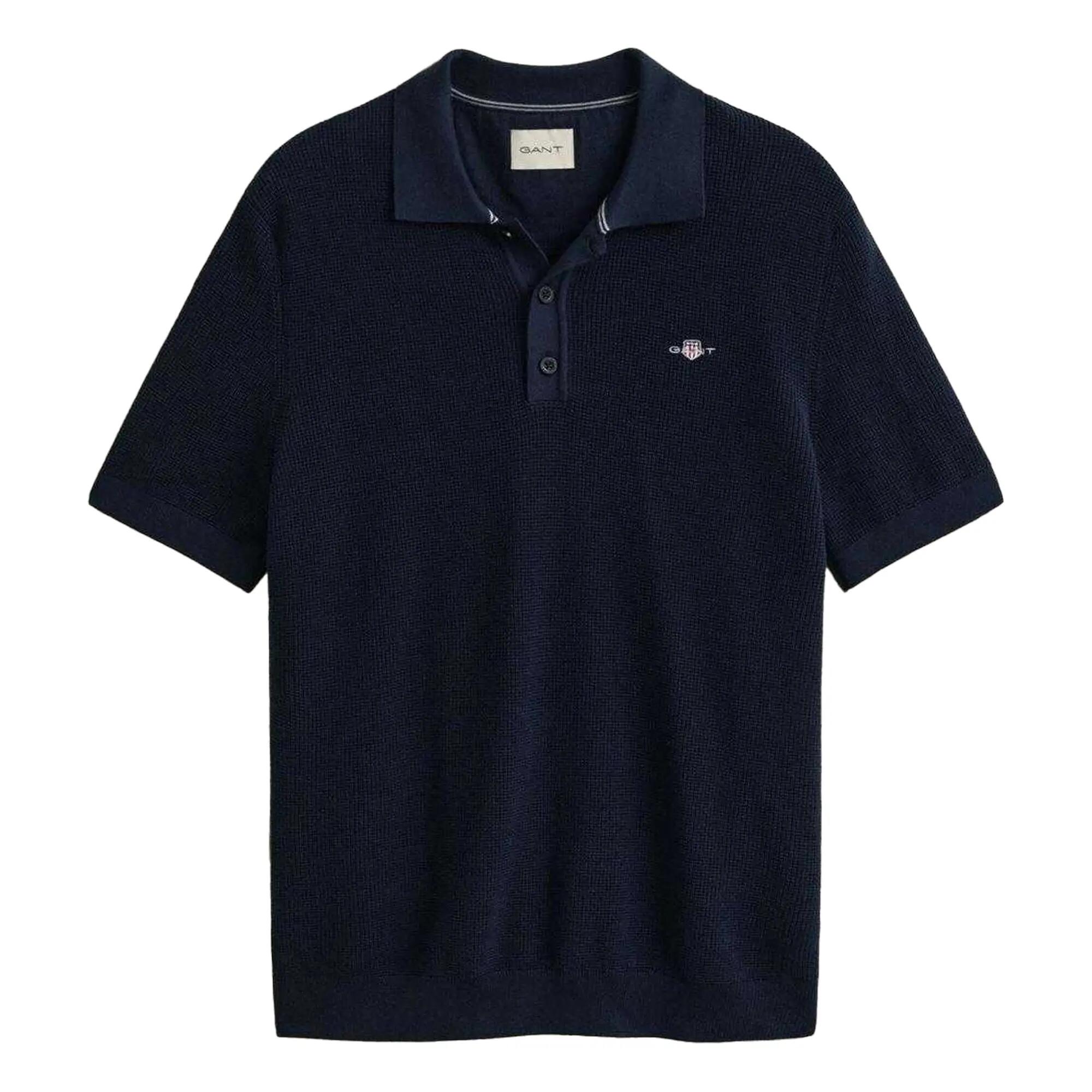 Gant Mens Textured Short-Sleeved Polo Shirt