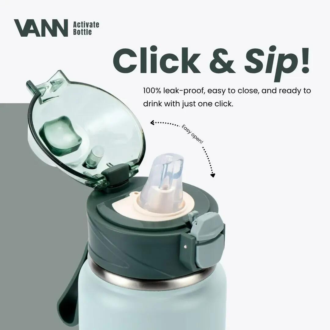 Drinkfles - Activate Bottle 750 ML - RVS met klik-rietjesdop - Slate Green 4/11