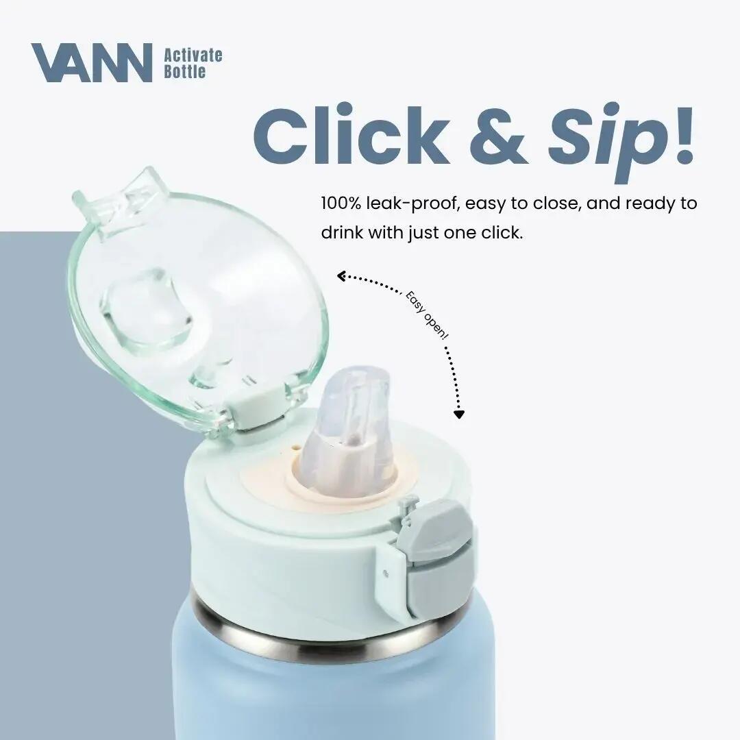 Drinkfles - Activate Bottle 750 ML - RVS met klik-rietjesdop - Ice Blue 4/11