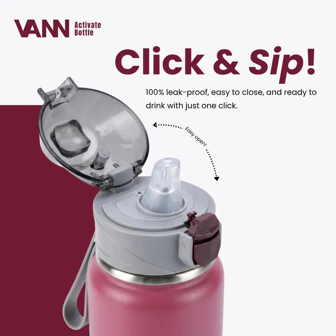 Drinkfles - Activate Bottle 750 ML - RVS met klik-rietjesdop - Wild Orchid 3/11