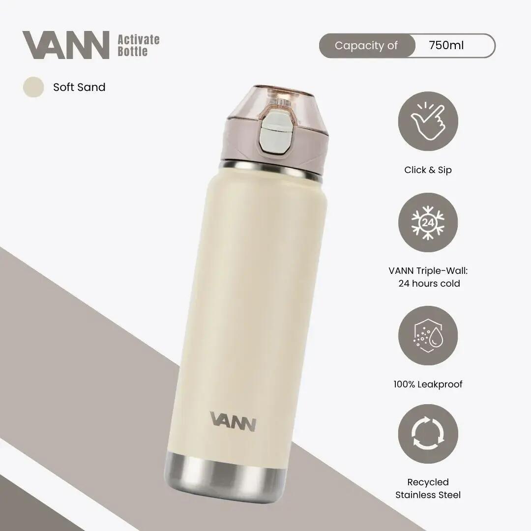 Gourde - Activate Bottle 750 ML - inox, bouchon a paille clic - Soft Sand 2/11