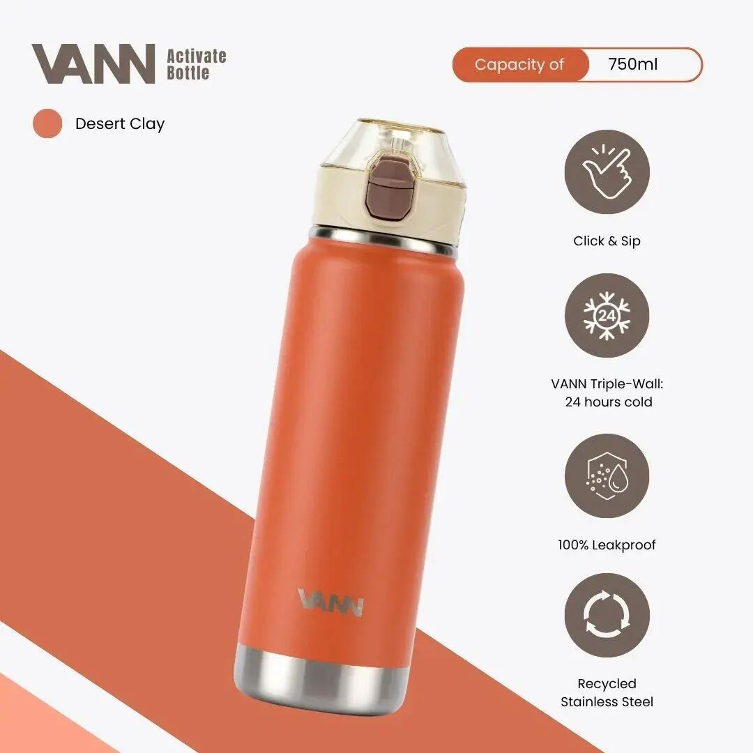 Drinkfles - Activate Bottle 750 ML - RVS met klik-rietjesdop - Desert Clay 2/11