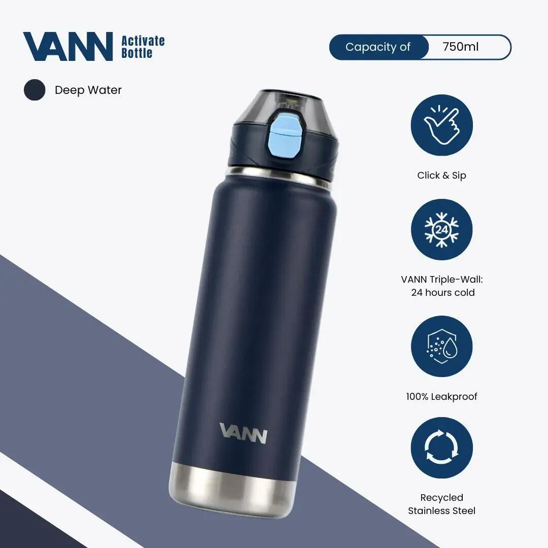 Drinkfles - Activate Bottle 750 ML - RVS met klik-rietjesdop - Deep Water 2/11
