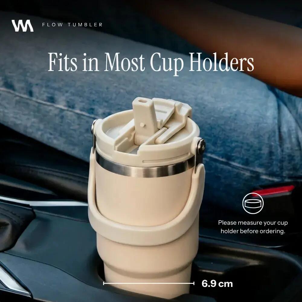 Drinkfles - Flow Tumbler 750 ML - RVS met ingebouwd rietje - Soft Sand 8/11