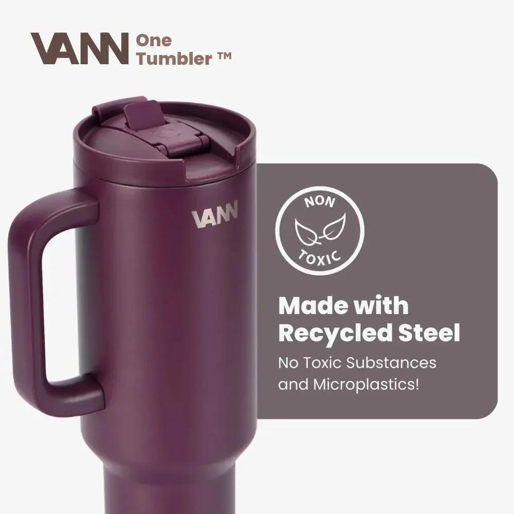 Drinkfles - One Tumbler 1,2 L - RVS met rietje, lekvrij - Garnet 7/11