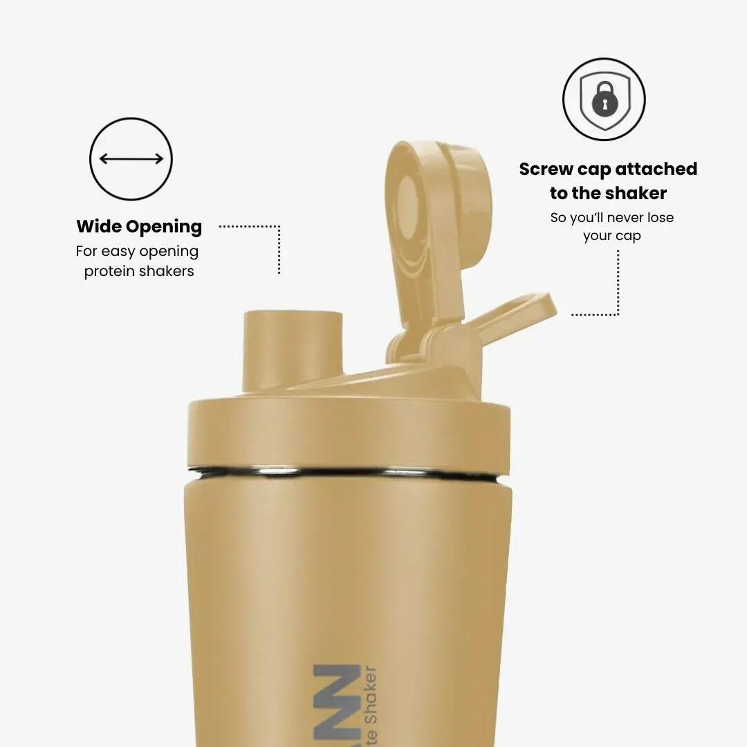 Shaker - Ultimate Shaker 750 ML - 3-wandig RVS proteineshaker - Mesa Taupe 5/11