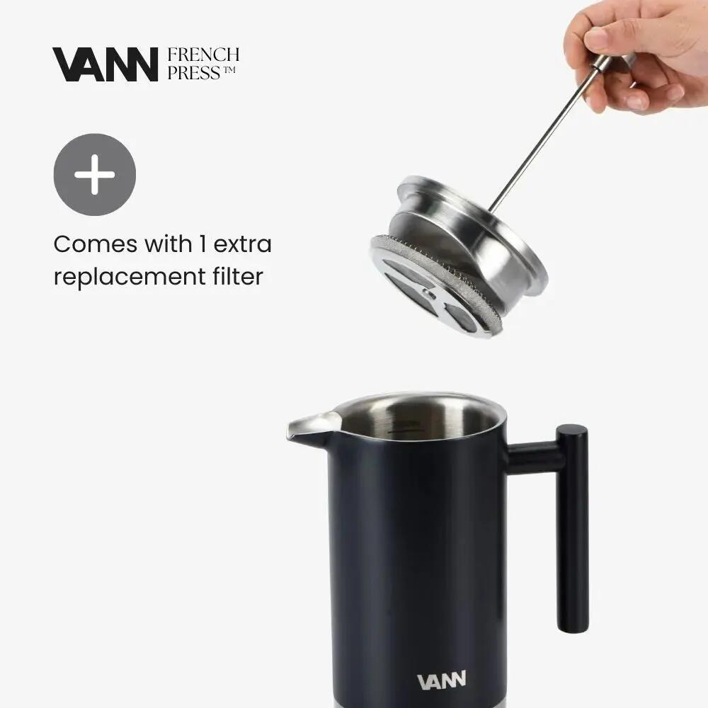 Filterfles - French Press 1 L - dubbelwandig RVS koffiezetter 5/10