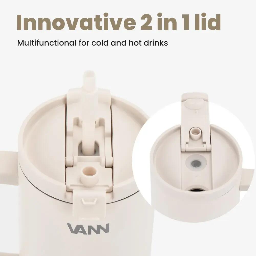 Drinkfles - One Tumbler 1,2 L - RVS met rietje, lekvrij - Off-white 6/12