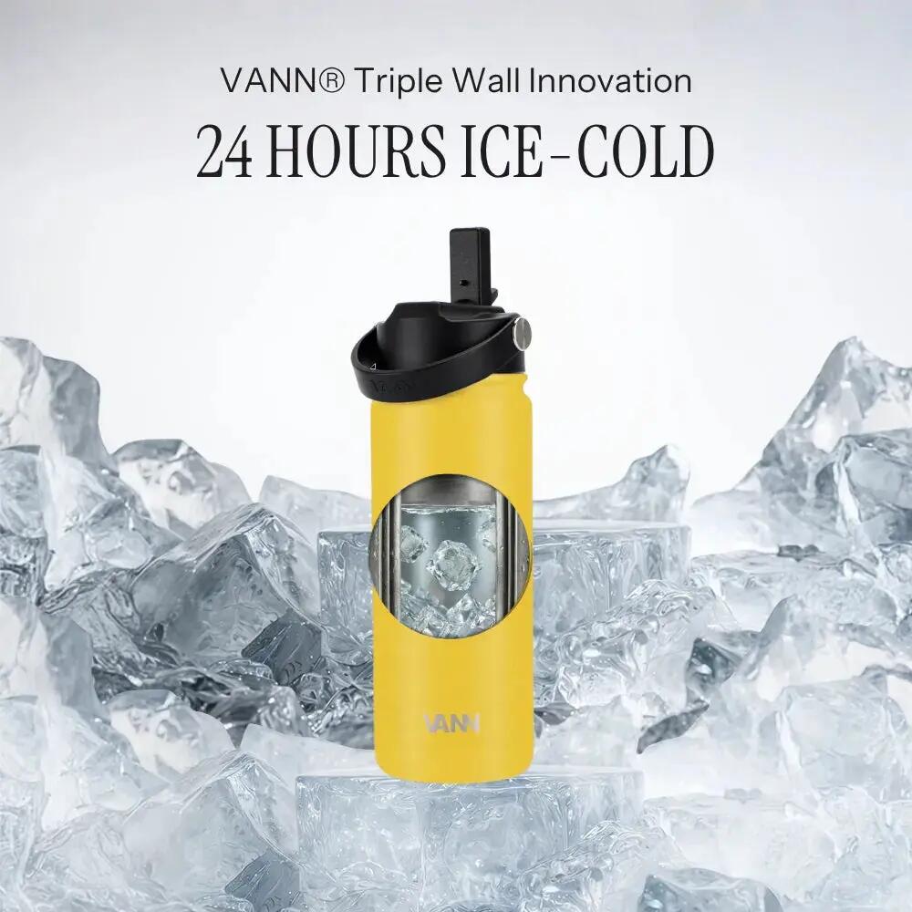 Drinkfles - Ultimate Bottle 500 ML - 3-wandig RVS met rietje - Mango 2/12