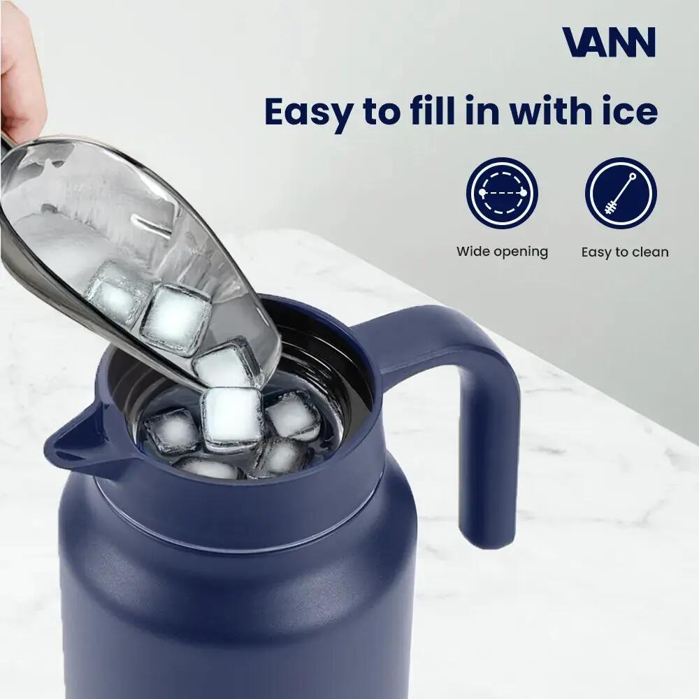 Thermoskan - Family Jug 1,5 L - RVS schenkkan met drukknop - Donkerblauw 3/8