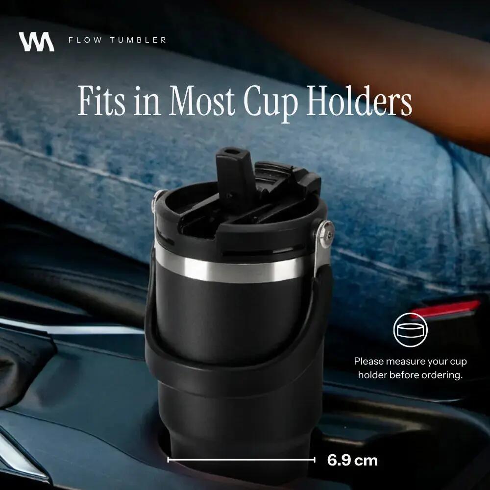 Drinkfles - Flow Tumbler 750 ML - RVS met ingebouwd rietje - Zwart 8/11