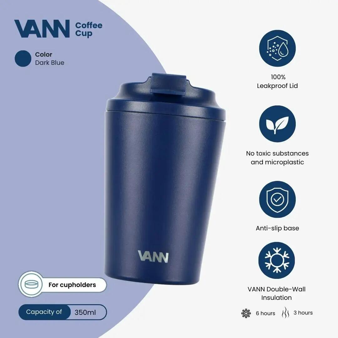 Mug de voyage - Koffiebeker 350 ML - inox double paroi, etanche - Bleu fonce 2/9
