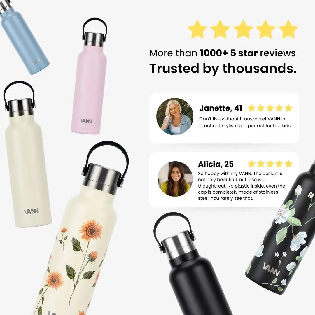 Drinkfles - Essential Bottle 600 ML - 100% RVS, plasticvrij - Zwart 6/10