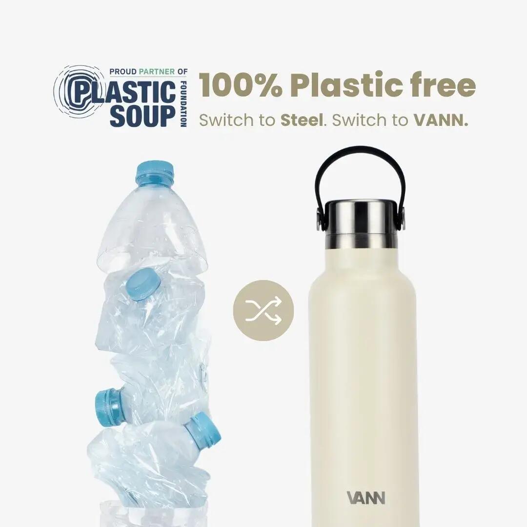 Drinkfles - Essential Bottle 600 ML - 100% RVS, plasticvrij - Off-white 3/10