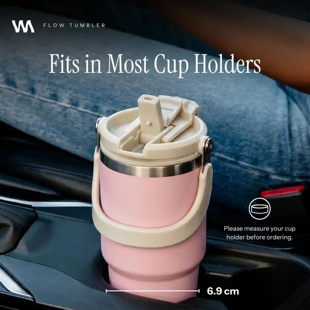 Drinkfles - Flow Tumbler 750 ML - RVS met ingebouwd rietje - Roze 8/11