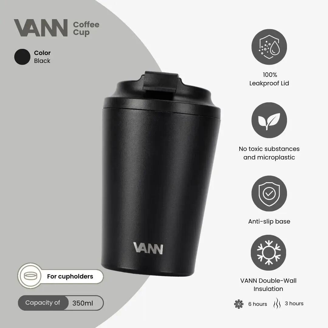 Mug de voyage - Koffiebeker 350 ML - inox double paroi, etanche - Noir 2/9