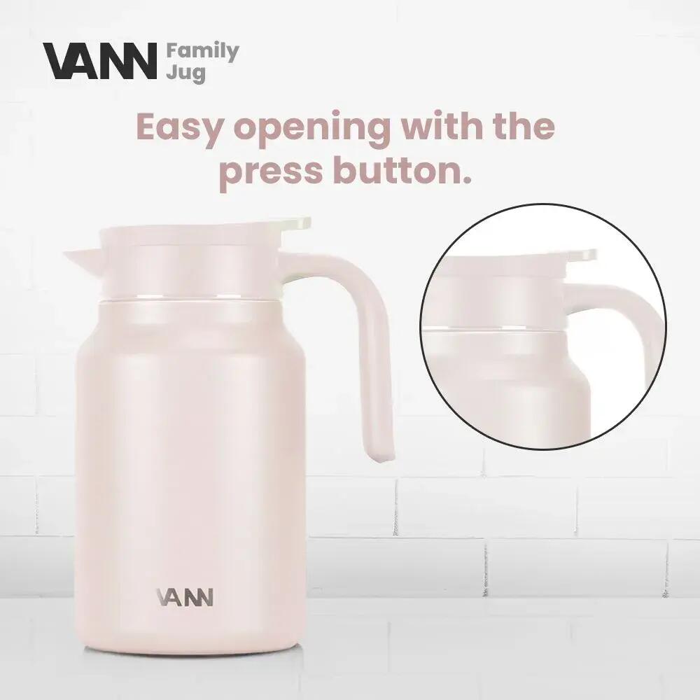 Thermoskan - Family Jug 1,5 L - RVS schenkkan met drukknop - Flesh Pink 6/8