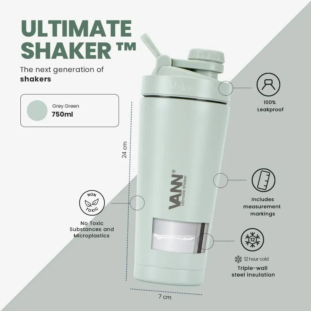 Shaker - Ultimate Shaker 750 ML - 3-wandig RVS proteineshaker - Arctic Sage 2/11