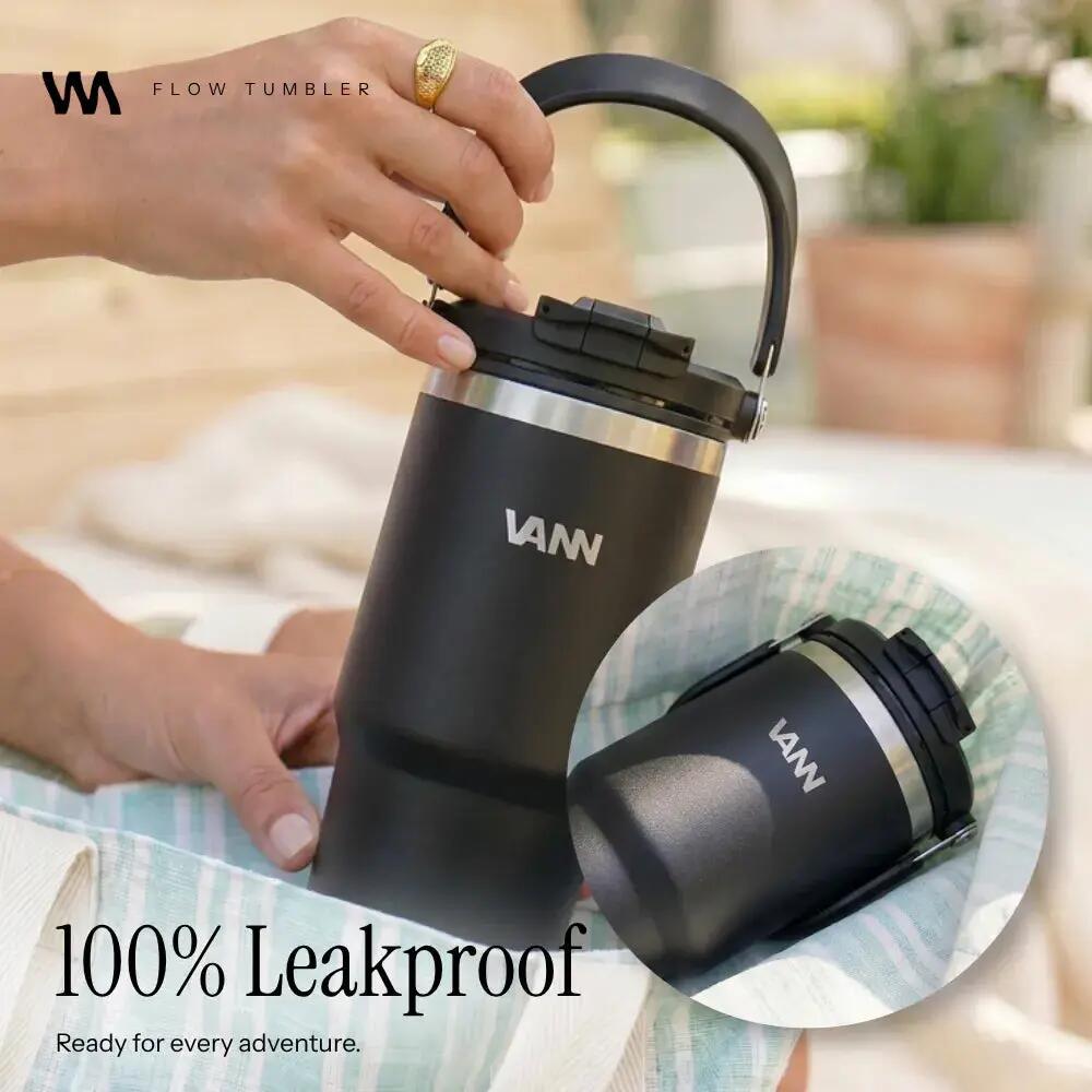 Drinkfles - Flow Tumbler 750 ML - RVS met ingebouwd rietje - Zwart 6/11