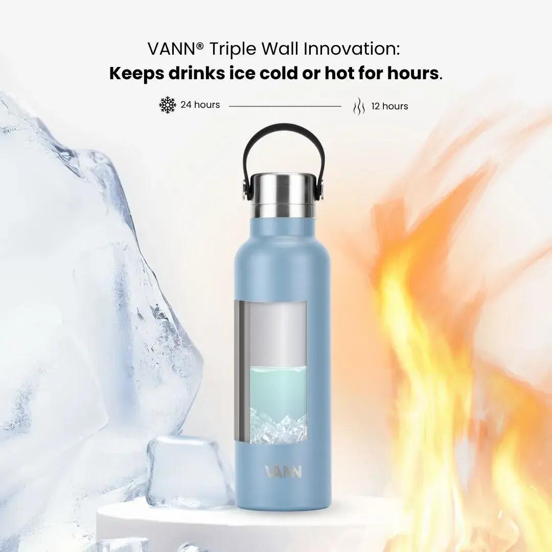 Drinkfles - Essential Bottle 600 ML - 100% RVS, plasticvrij - Bay Blue 4/10