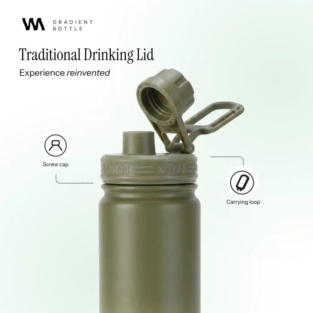 Drinkfles - Gradient Bottle 400 ML - 3-wandig RVS met rietje - Gradient Green 5/9