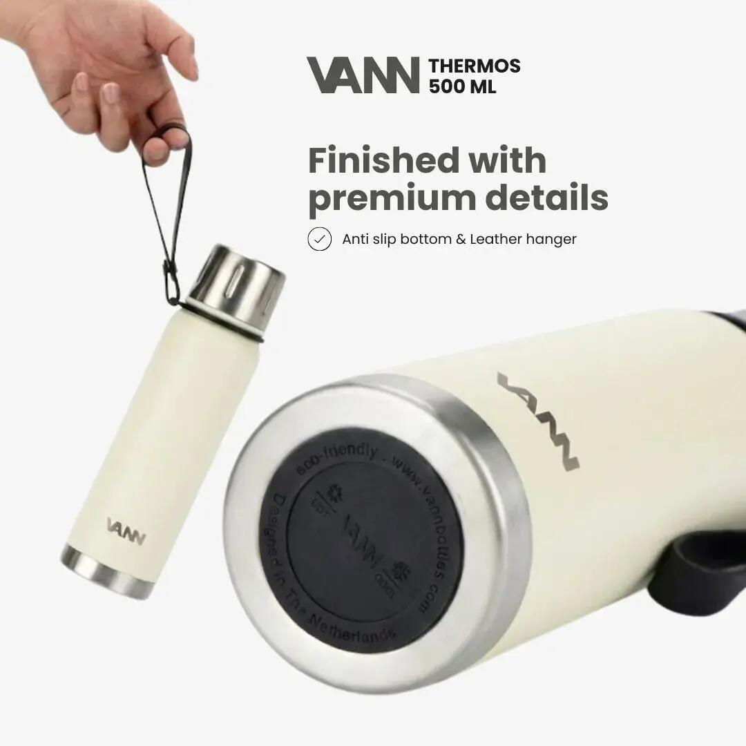 Thermosfles - Thermos 500 ML - 100% RVS met 2-in-1 dop - Off-white 8/11