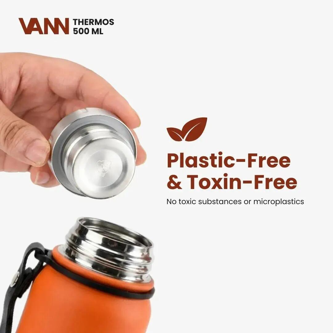 Thermosfles - Thermos 500 ML - 100% RVS met 2-in-1 dop - Oranje 6/11