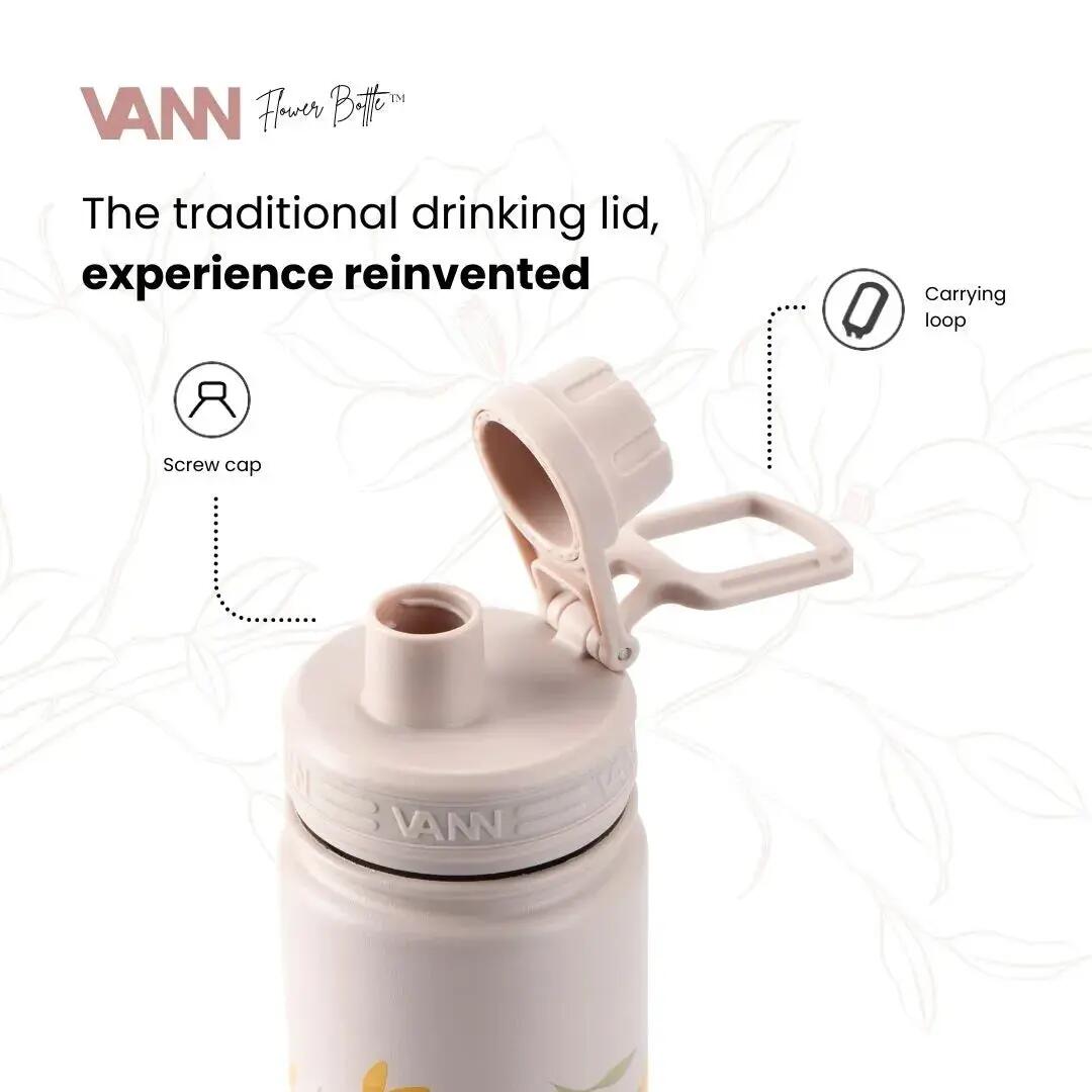 Drinkfles - Flower Bottle 650 ML - 3-wandig RVS, bloemenprint - Pastel Flowers 4/8