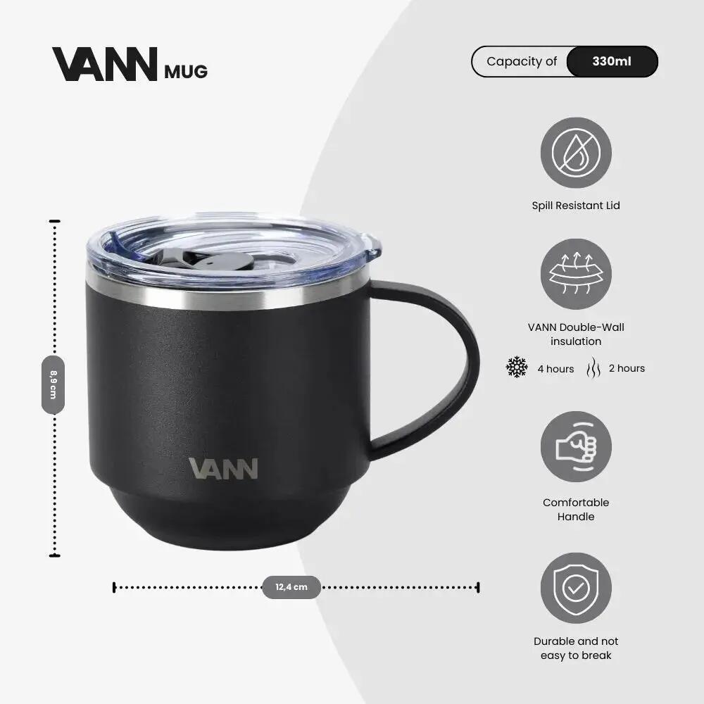 Bouteille isotherme - VANN Mug 330 ML - mug inox, couvercle coulissant 7/10