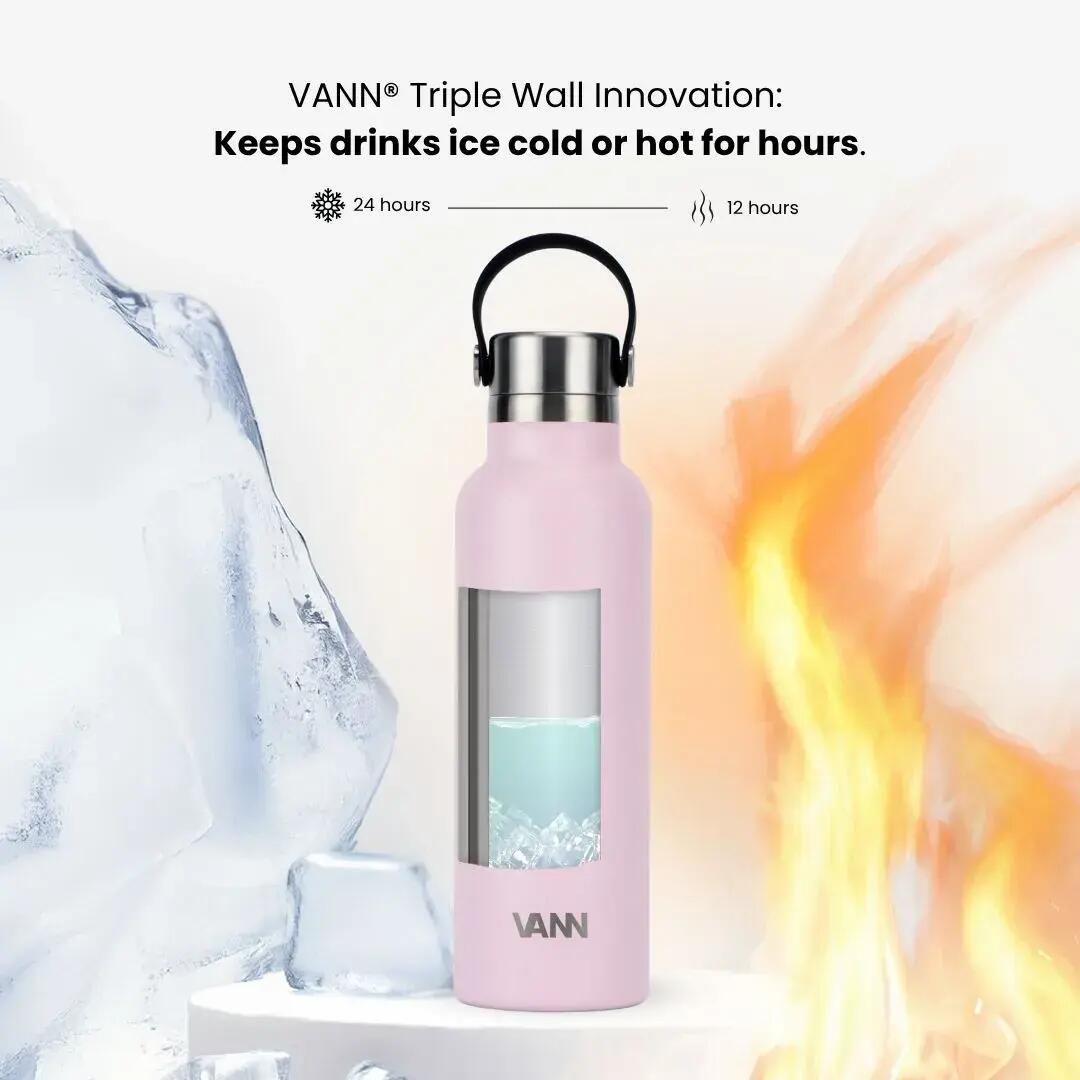 Drinkfles - Essential Bottle 600 ML - 100% RVS, plasticvrij - Soft Pink 4/10